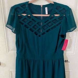 NWT Xhilaration Peekaboo Teal Knee-Length Dress